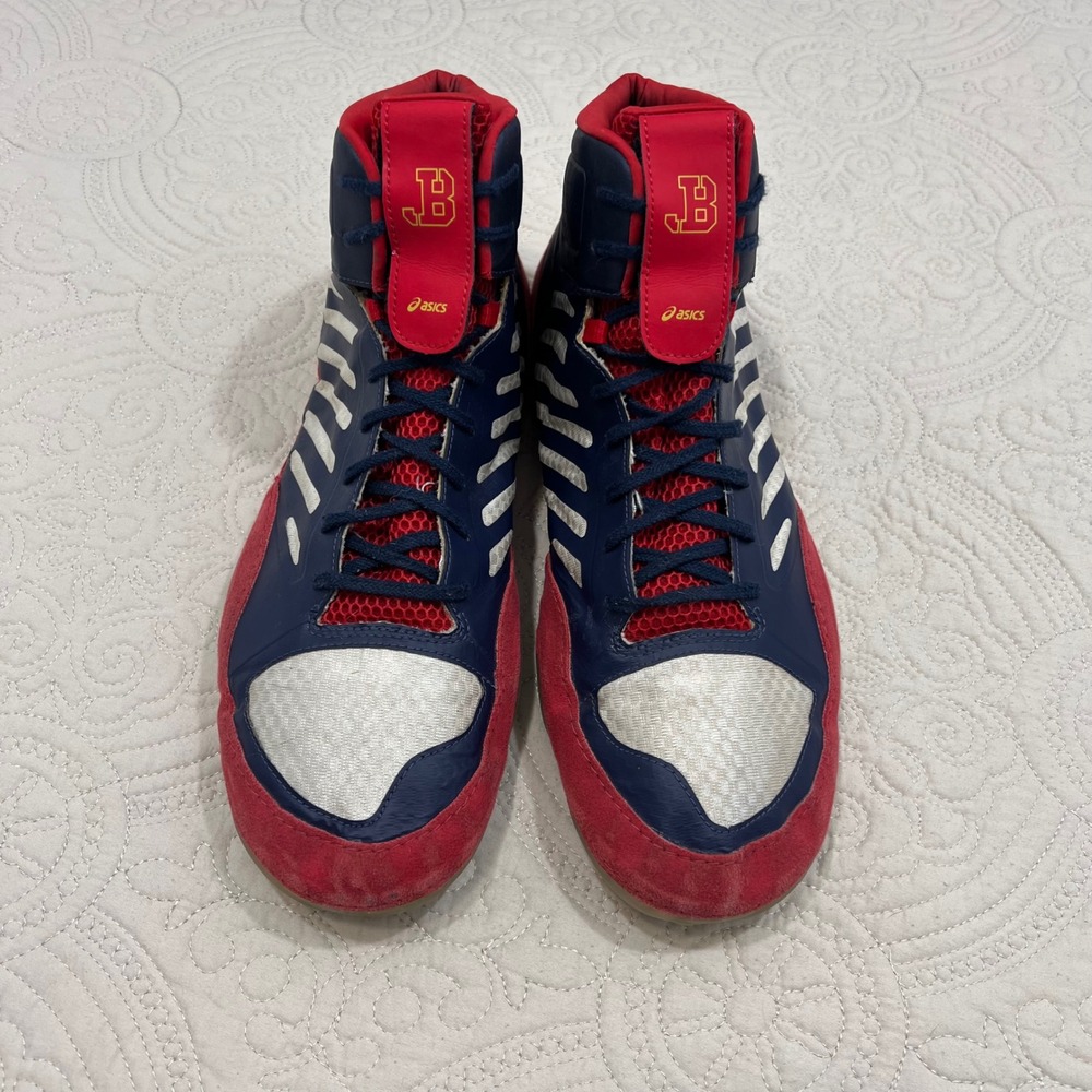 ASICS JB Elite III Wrestling Shoes Mens 15 Navy Red Jordan Burroughs J702N RARE